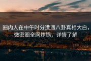 圈内人在中午时分遭遇八卦真相大白，微密圈全网炸锅，详情了解