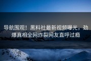 导航围观！黑料社最新视频曝光，劲爆真相全网炸裂网友直呼过瘾