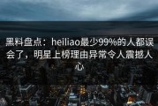 黑料盘点：heiliao最少99%的人都误会了，明星上榜理由异常令人震撼人心