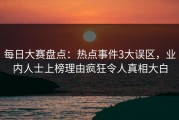 每日大赛盘点：热点事件3大误区，业内人士上榜理由疯狂令人真相大白