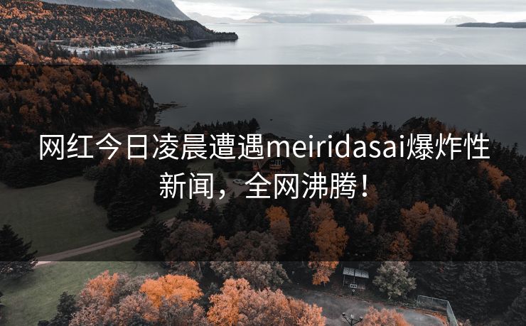 网红今日凌晨遭遇meiridasai爆炸性新闻，全网沸腾！