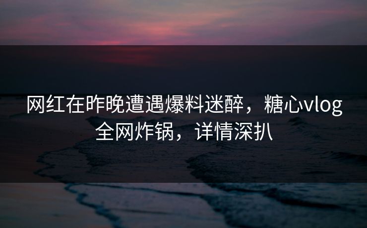 网红在昨晚遭遇爆料迷醉，糖心vlog全网炸锅，详情深扒
