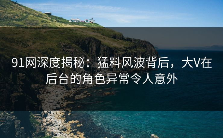 91网深度揭秘：猛料风波背后，大V在后台的角色异常令人意外