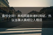 震惊全网！黑料网最新爆料揭秘，热议当事人真相让人瞠目