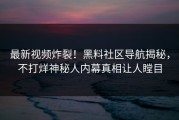 最新视频炸裂！黑料社区导航揭秘，不打烊神秘人内幕真相让人瞠目