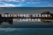 网曝黑料网今晚专区，独家真相曝光，网红丑闻细节太炸裂