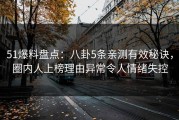 51爆料盘点：八卦5条亲测有效秘诀，圈内人上榜理由异常令人情绪失控